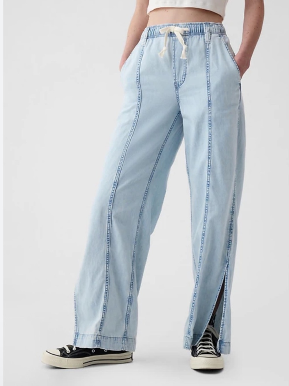 GAP Denim Easy Wide Leg Pant Drawstring Small